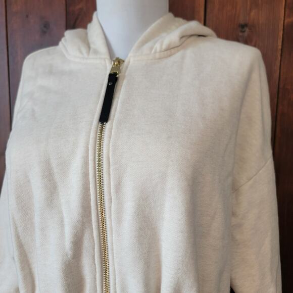 Varley Women S Victoria Hoodie Oatmeal Gold Zip Drawstring Waist Comfy VAR00990 - Picture 5 of 13